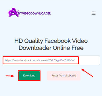 Facebook Video Downloader paste the url and click download