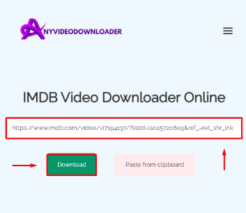 IMDB Video Downloader paste link and click download