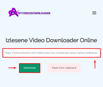 Izlesene Video Downloader paste link and click download