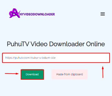 PuhuTV Video Downloader paste link and click download