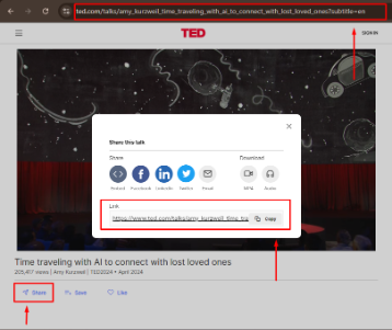 TED Video and Audio Downloader copy link