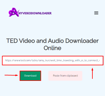 TED Video and Audio Downloader paste link and click download