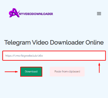 Telegram Video Downloader paste like and click download