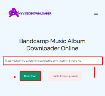 Bandcamp Music Album Downloader Online paste url and click download