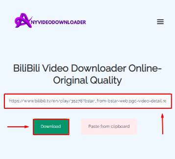 BiliBili Video Downloader paste url and click download