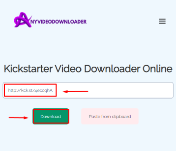 Kickstarter Video Downloader paste link and click download